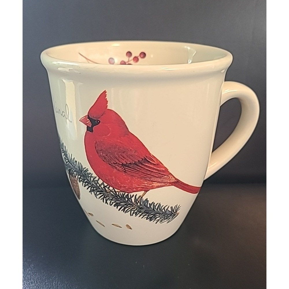 CJ Wildlife NORTHERN Male CARDINAL on pinecone Bird  Ceramic Mug Cup  12oz